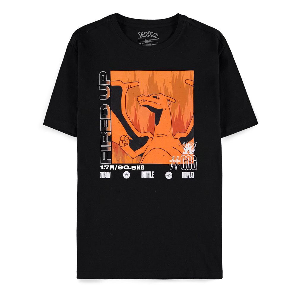 Pokémon Heren Tshirt -L- Charizard Zwart
