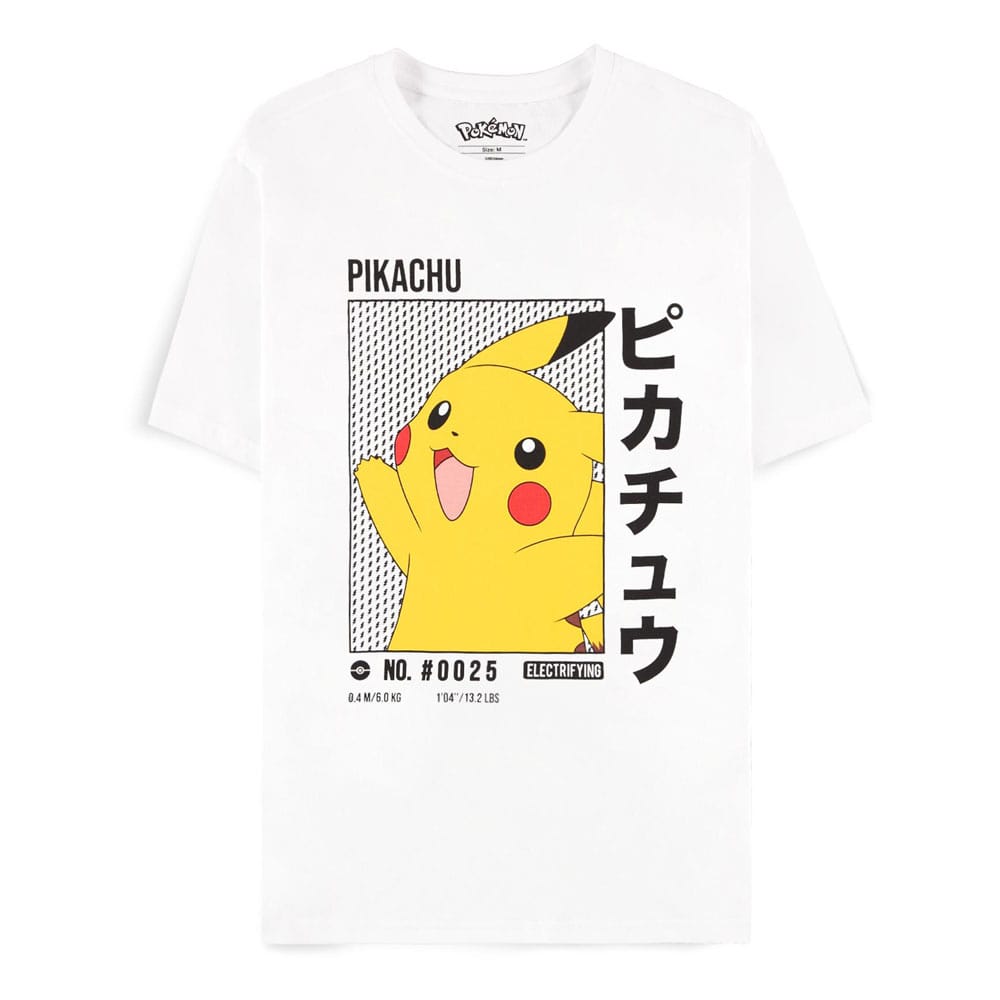 Pokemon T-Shirt White Pikachu Size L