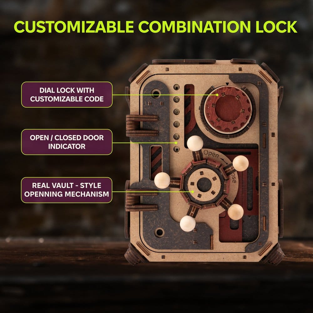 PRECOMENZI - Ugears 3D Wooden Model Kit Safe Too 17 cm