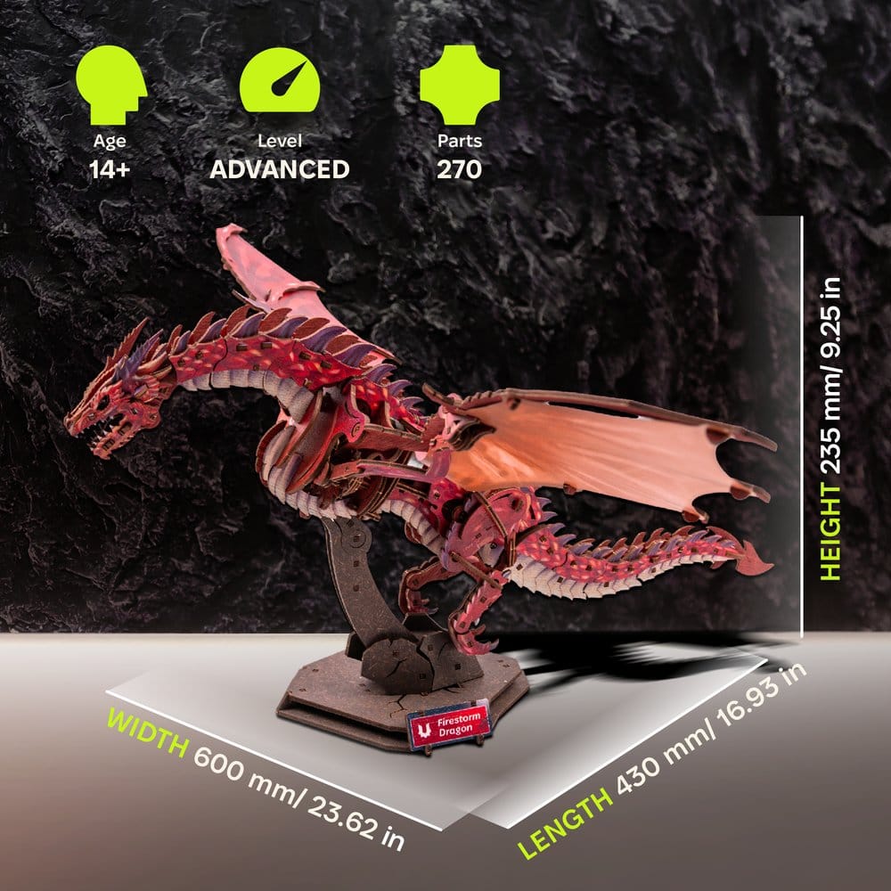 PRECOMENZI - Ugears 3D Wooden Model Kit Firestorm Dragon 43 cm