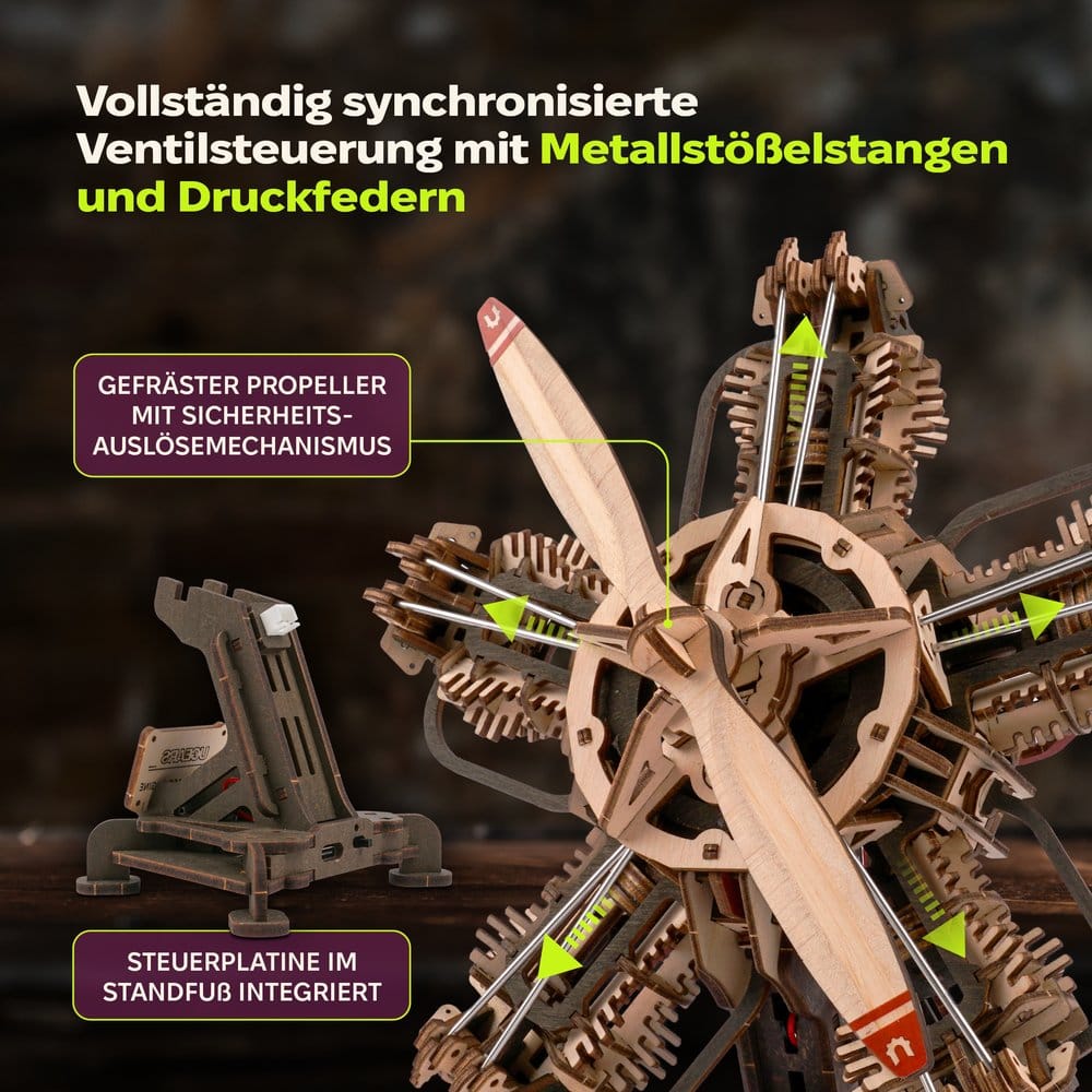 Ugears 3D Wooden Model Kit R-5 Aircraft Engine 25 cm [5]