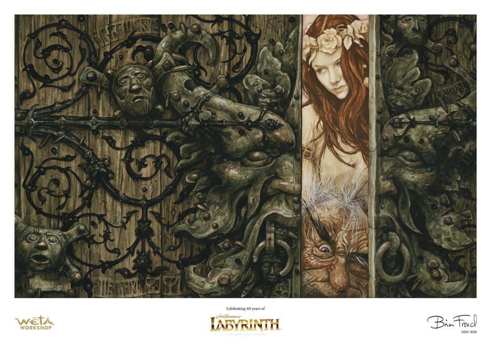 Weta Workshop Labyrinth (1986) Printed Art Sarah and Hoggle Navigate the Labyrinth Limited Edition 30 cm