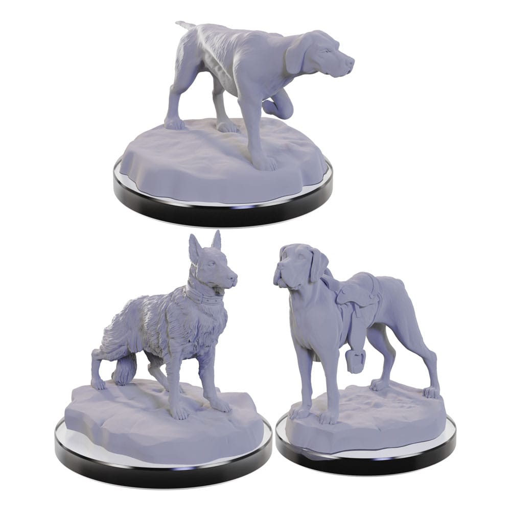 WizKids Deep Cuts Miniatures Unpainted Miniatures 3-Pack Dog Companions