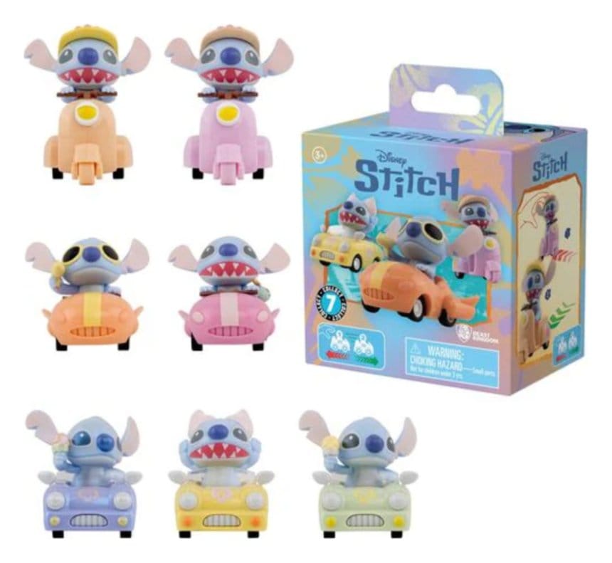 PRECOMENZI - Disney Zoom Hero Pullback Vehicles with Figures Lilo & Stitch Series 2 Blind Box Display (12)